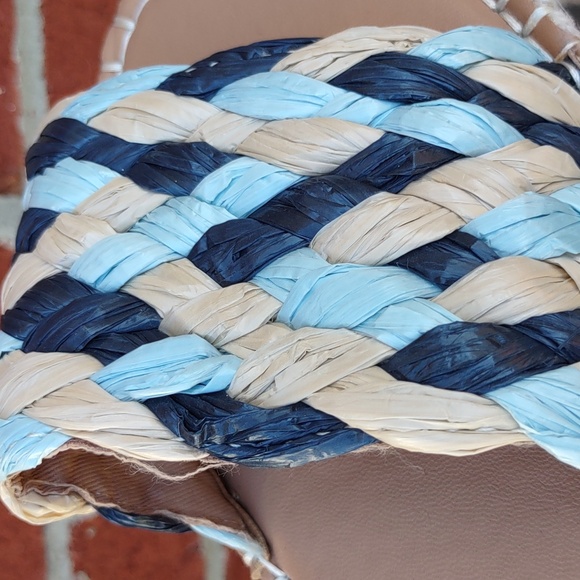 Old Navy Size 9 Blue Flat Woven Crafted Espadrille Slide Sandals - Picture 11 of 12